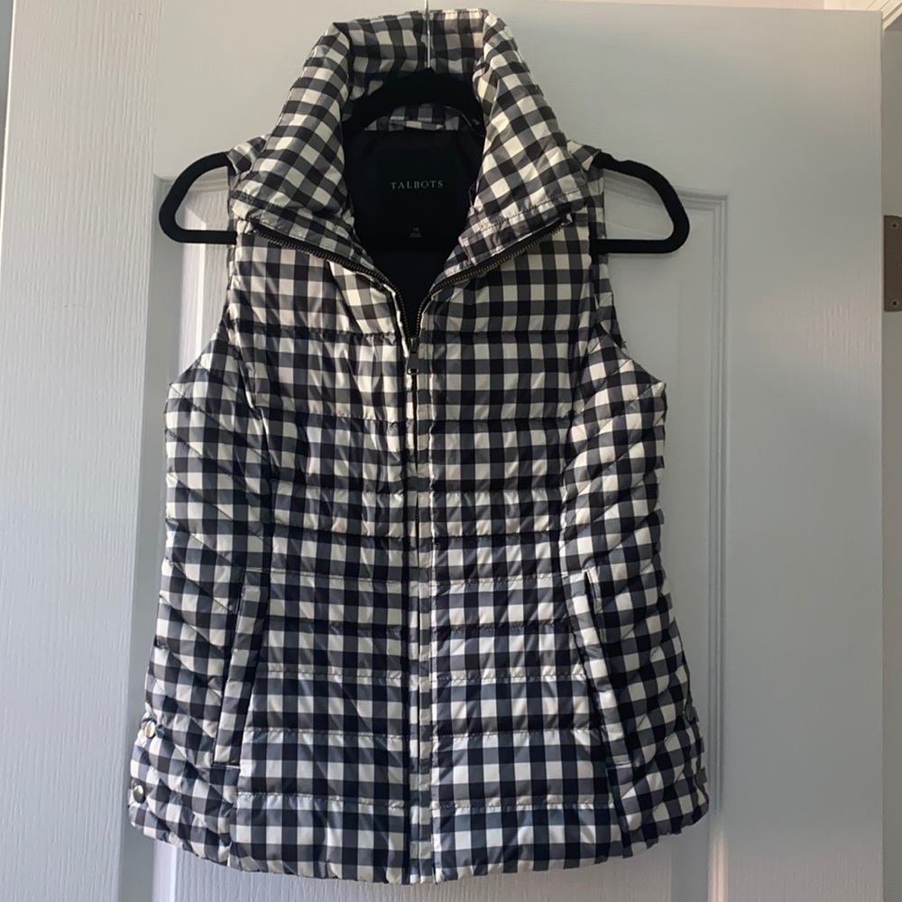 Talbots Gingham Print Puffer vest